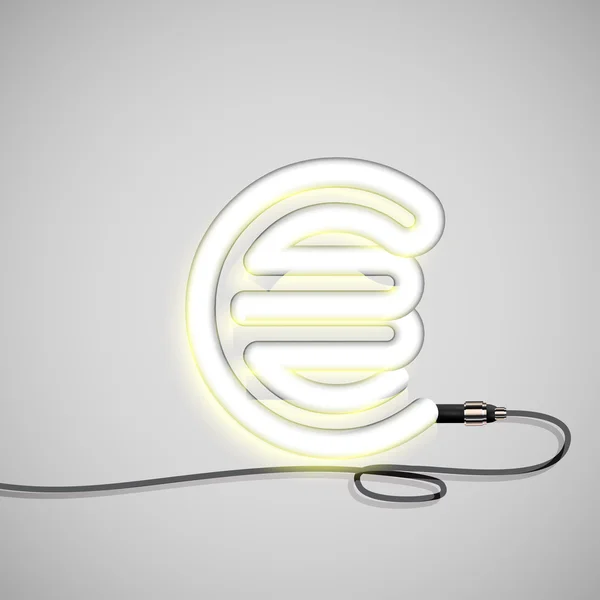 Neon Euro simgesi tarafından yapılan karakter — Stok Vektör