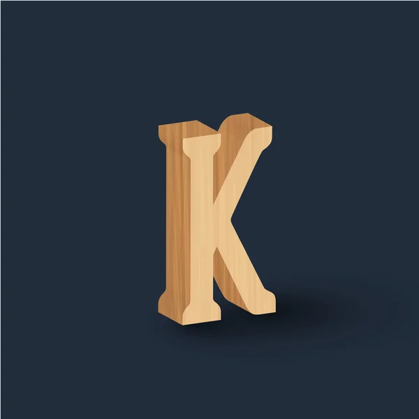 3D ahşap yazı tipi mektup — Stok Vektör