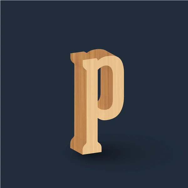 3D ahşap yazı tipi mektup — Stok Vektör