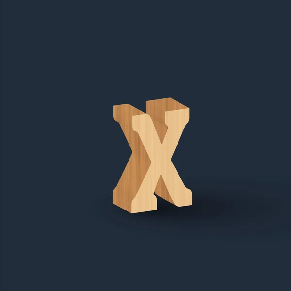 Carta de fonte de madeira 3D — Vetor de Stock