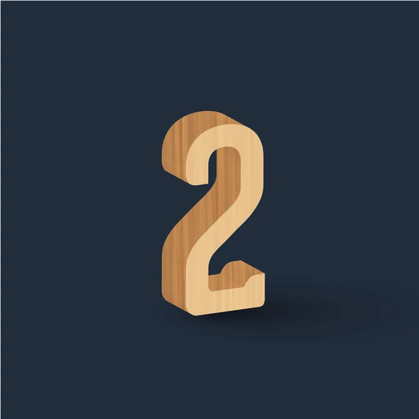 3D fuente de madera número de símbolo — Vector de stock