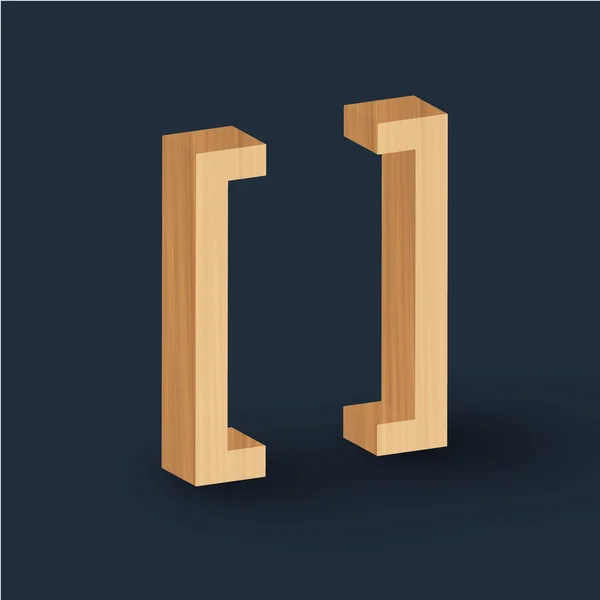 3D-hout lettertypesymbolen — Stockvector