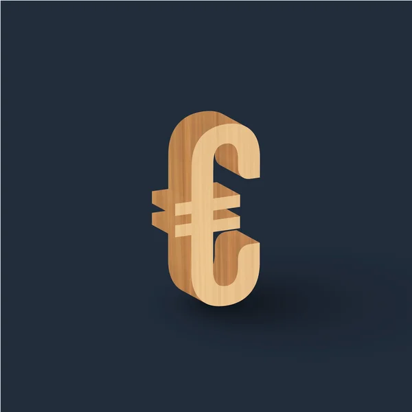 Fonte 3D wood Símbolo Euro — Vetor de Stock