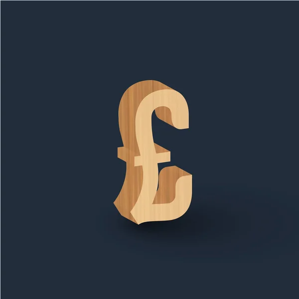 3D Holz Schrift Pfund Symbol — Stockvektor