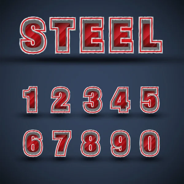 3D red steel numbers set — Stock Vector