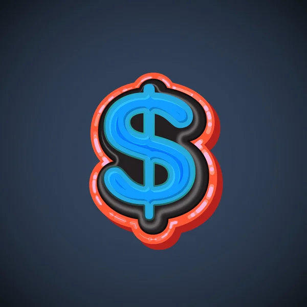 BD rouge et bleu signe dollar — Image vectorielle