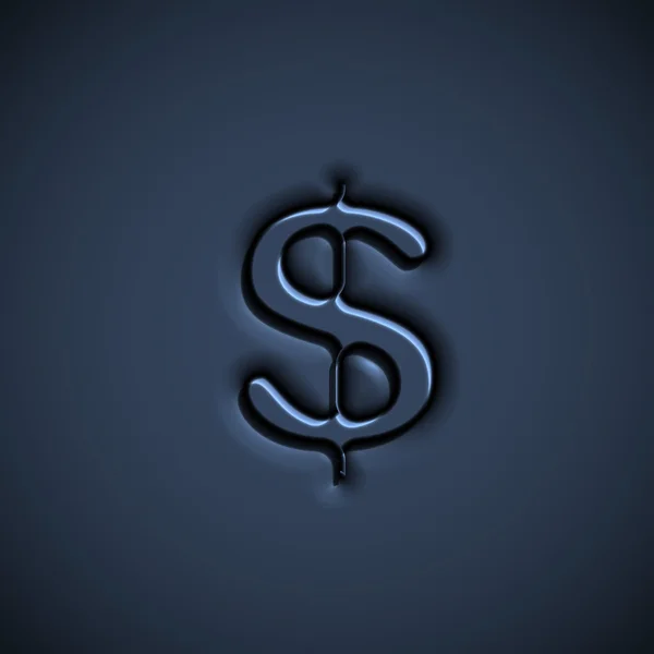 Sinal de dólar azul pressionado — Vetor de Stock