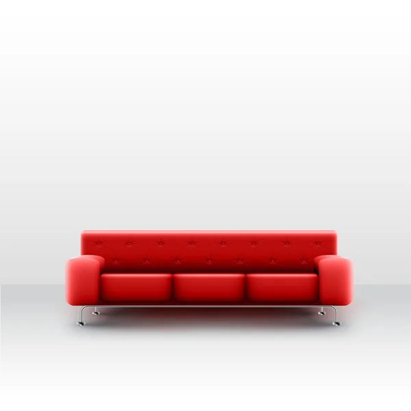 Canapea roșie pe alb — Vector de stoc