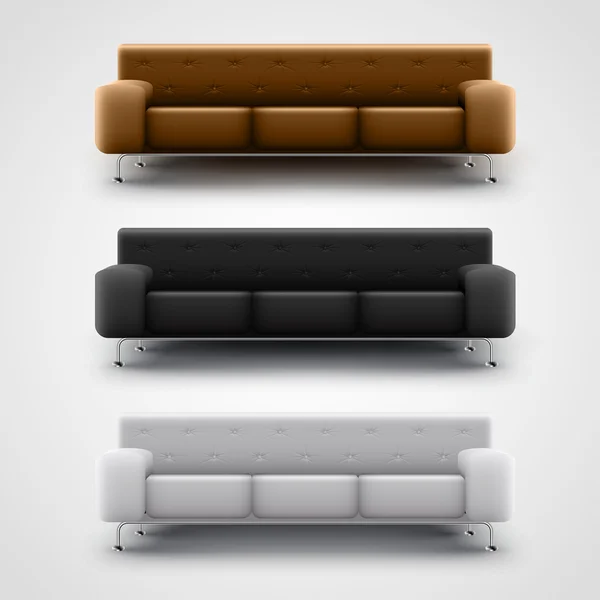 Brown, black, and white couches — Stock Vector