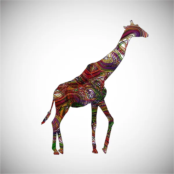 Colorida silueta de jirafa animal — Archivo Imágenes Vectoriales