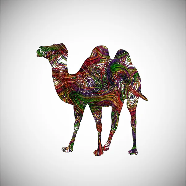 Цветной силуэт верблюжьего животного — стоковый вектор