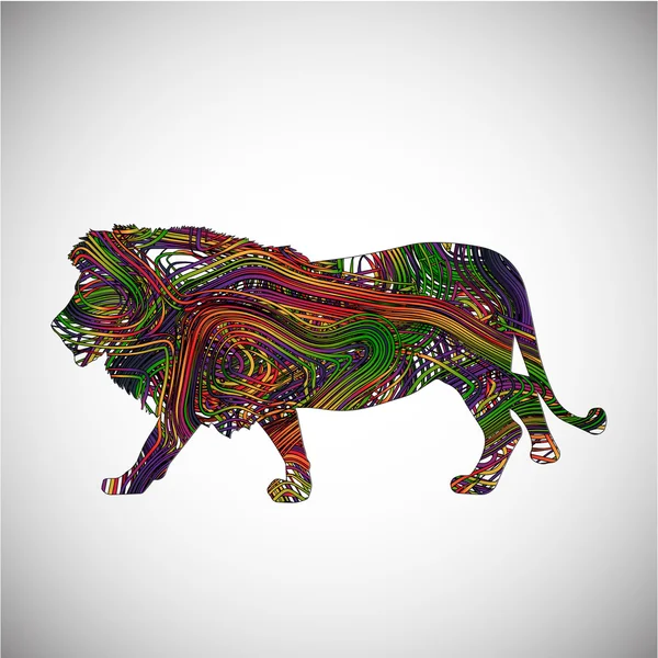 Colorida silueta de león animal — Vector de stock