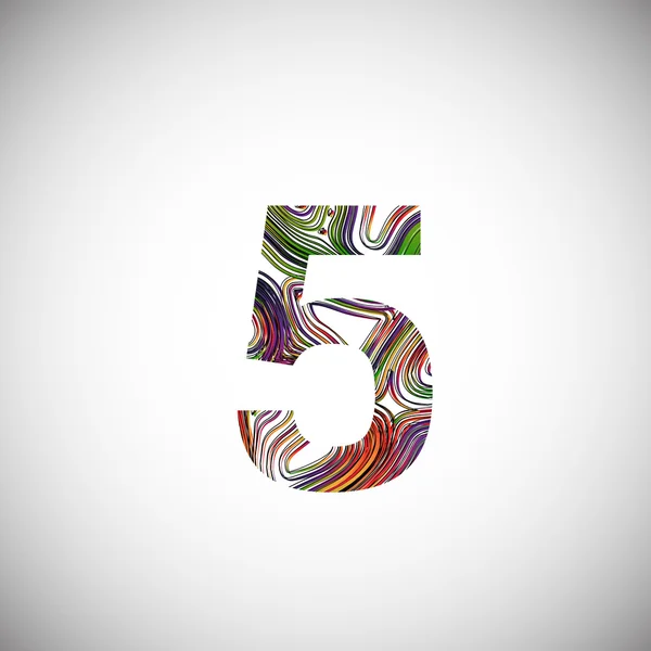 Ζωηρόχρωμο σύμβολο γραμματοσειρά αριθμό πέντε — Διανυσματικό Αρχείο
