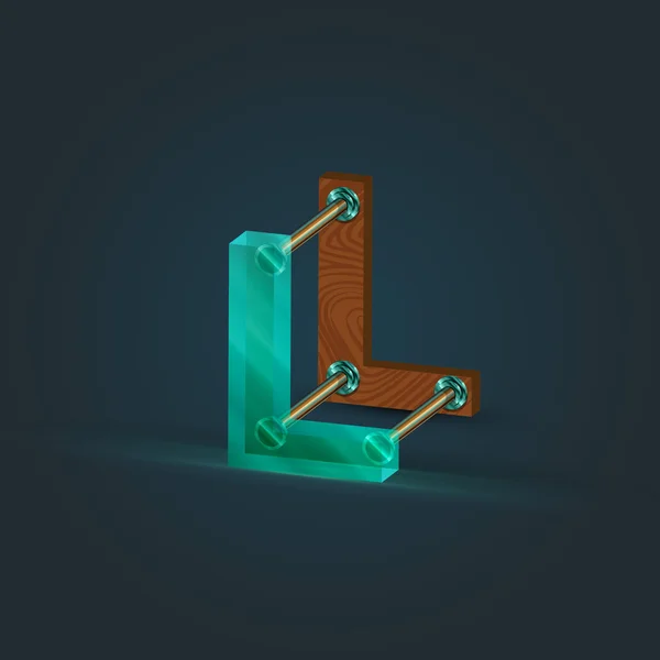 Design grüne und hölzerne Buchstaben — Stockvektor