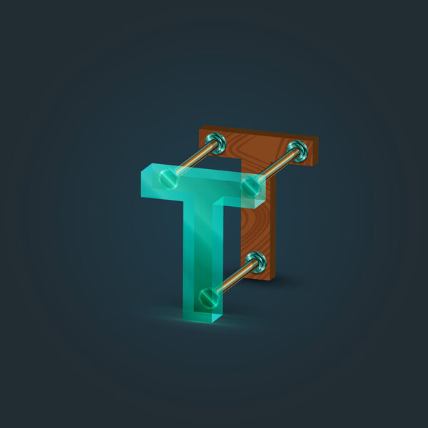 design green and wooden letter