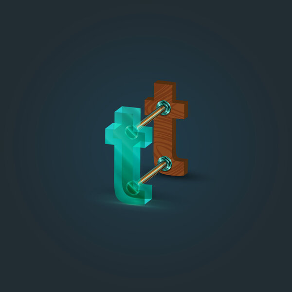 design green and wooden letter