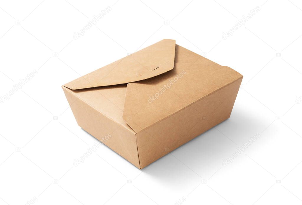 Cardboard box for fast food packaging on white background, including clipping path