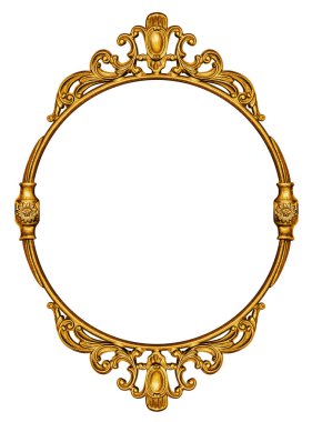 Altın rengi çerçeve beyaz arkaplanda izole edildi