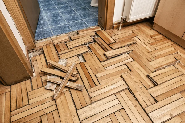 Damaged wooden floor — Stock Photo, Image