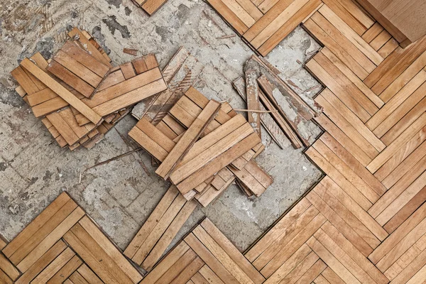 Damaged wooden floor — Stock Photo, Image