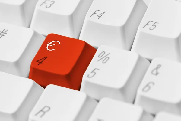 Red key with euro symbol — Stock Photo, Image