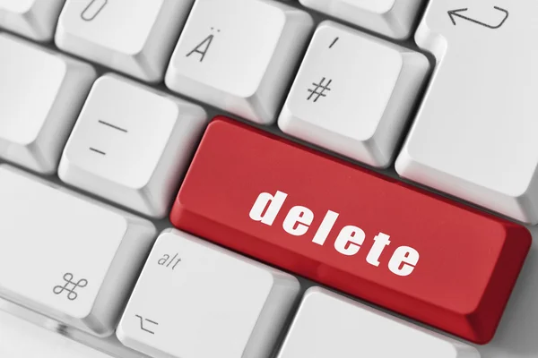 Red delete key on keyboard — Stock Photo, Image