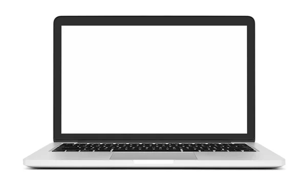 Laptop med blank skärm på vit — Stockfoto