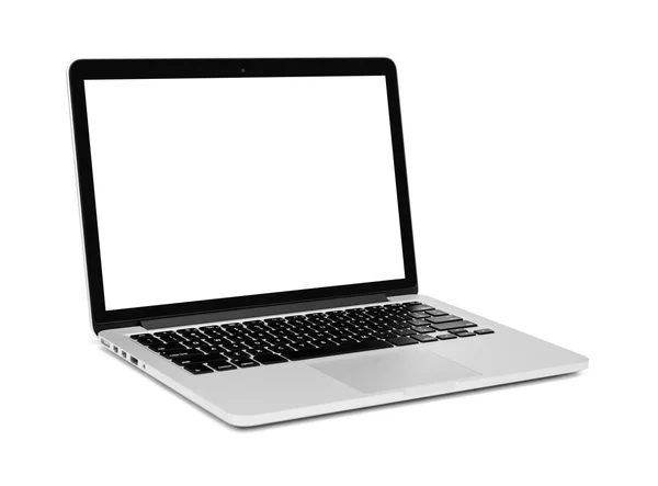 Laptop med blank skärm på vit — Stockfoto