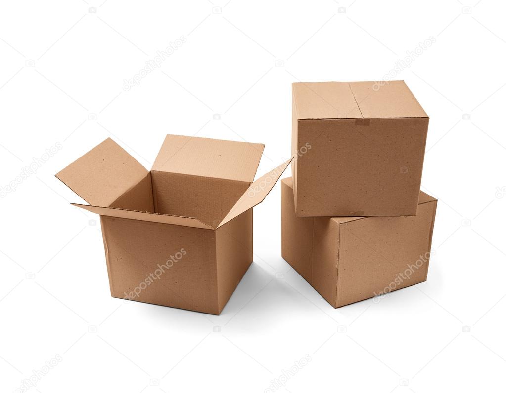 Cardboard boxes on white