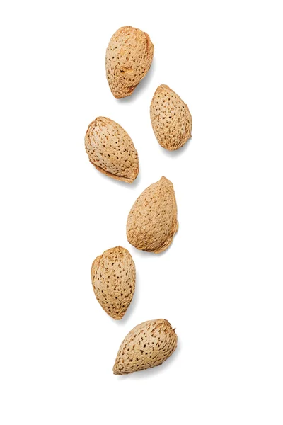 Dried almonds on white — Stock Photo, Image