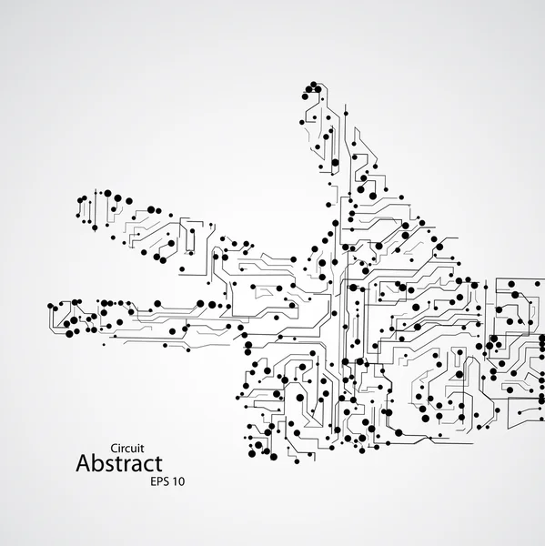 Circuit board, main humaine trois doigts — Image vectorielle