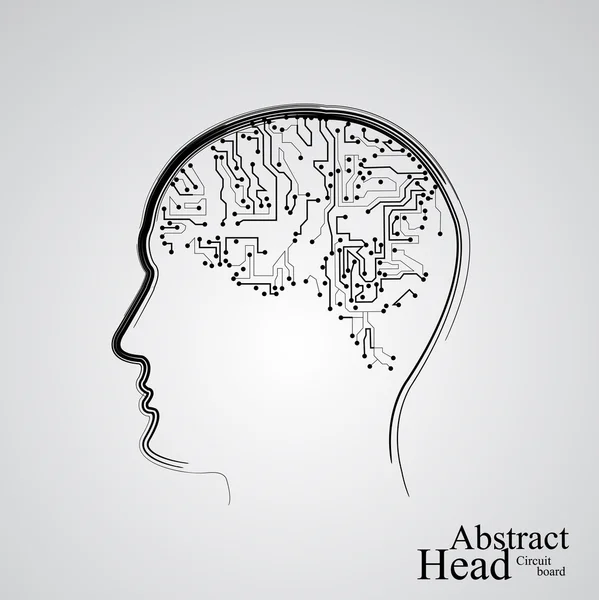 Kretskort mänskliga huvudet eps 10 — Stock vektor