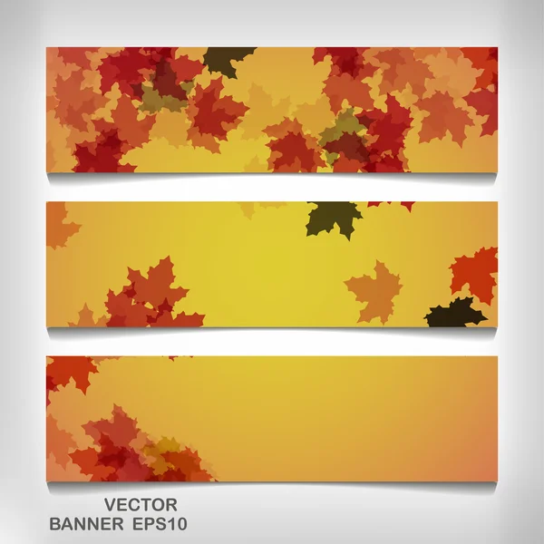 Uppsättning av färgglada hösten lämnar banners — Stock vektor