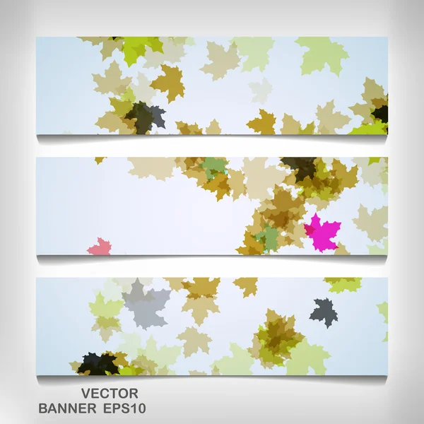 Reeks van kleurrijke herfst bladeren banners — Stockvector