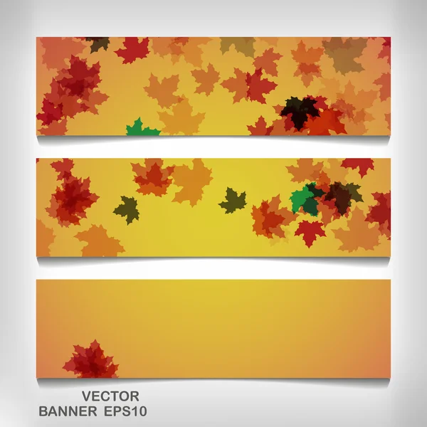 Uppsättning av färgglada hösten lämnar banners — Stock vektor