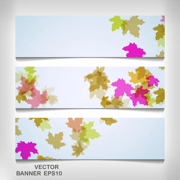 Reeks van kleurrijke herfst bladeren banners — Stockvector