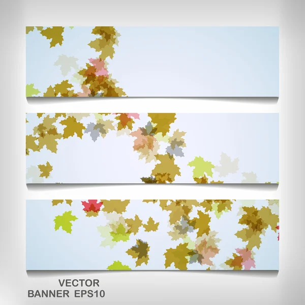 Reeks van kleurrijke herfst bladeren banners — Stockvector