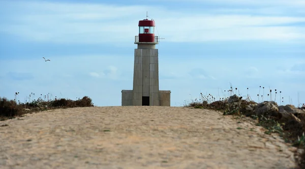 Leuchtturm auf fortaleza de sagres, portugal — Stockfoto