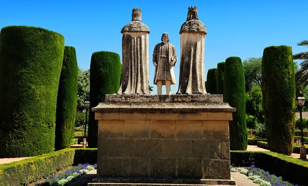 Cristóbal Colón y Reyes Cristianos, Jardines del Alcázar, Co —  Fotos de Stock