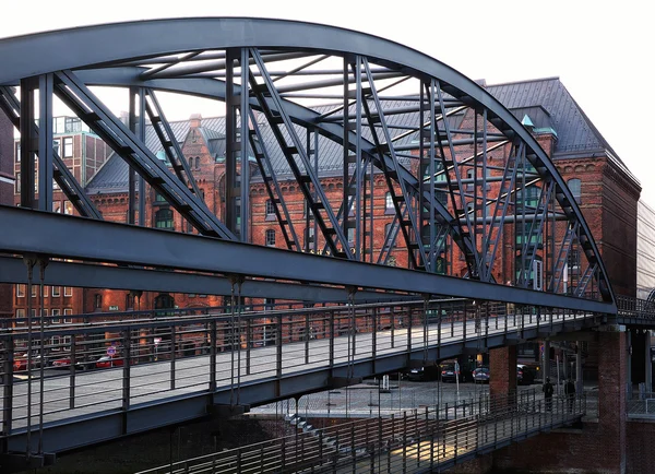 Most Kibbelstegbrucke, Hamburg, Německo — Stock fotografie