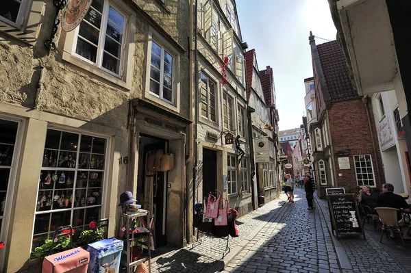 Vieille rue du quartier Schnoor, le plus ancien quartier de Brême, Allemagne — Photo