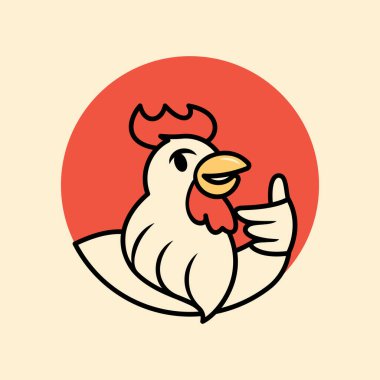 Horozlu tavuk logosu ve el işaretli el işareti illüstrasyonu.