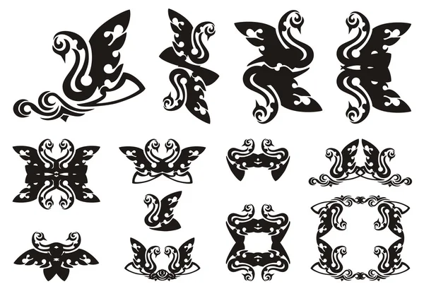 Tribal swan symbols — Stock Vector