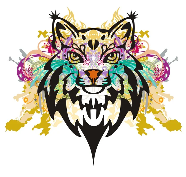 Grunge lynx hoofd — Stockvector