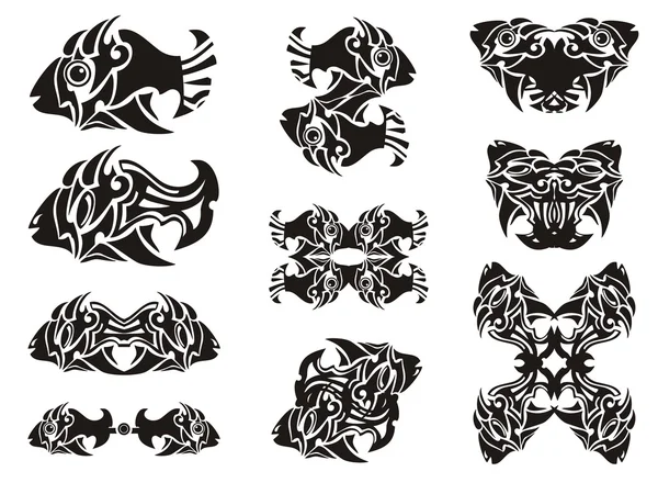 Symboles de poissons tribaux — Image vectorielle