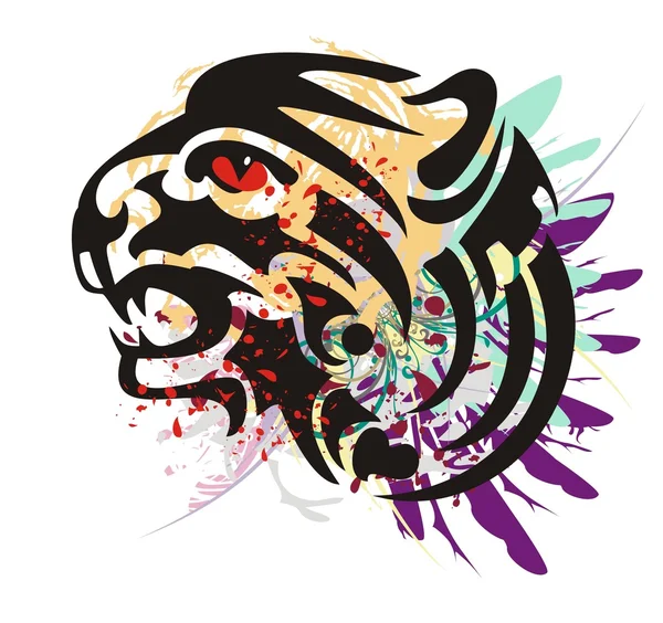 Grunge grommen tijger hoofd — Stockvector