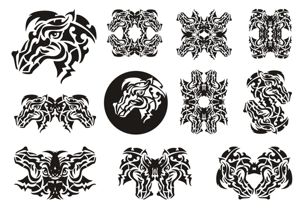 Tribal horse set — Stock Vector