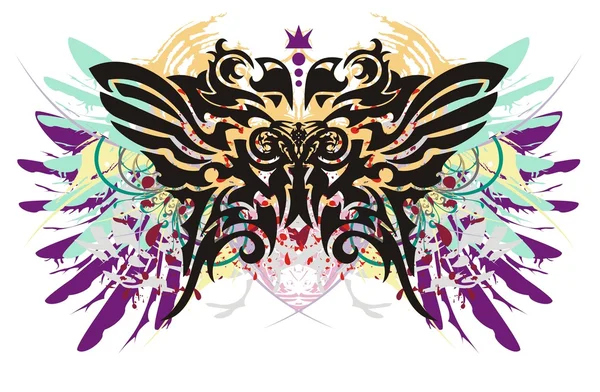 Grunge loro mariposa — Vector de stock