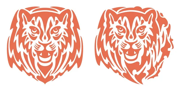 Cabeza de tigre en llamas — Vector de stock