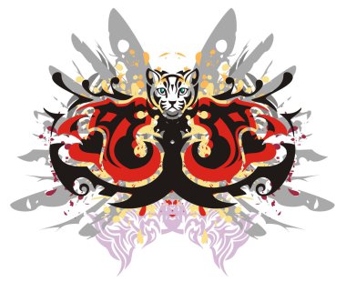 Grunge tarzı bir ejderha iki kafa